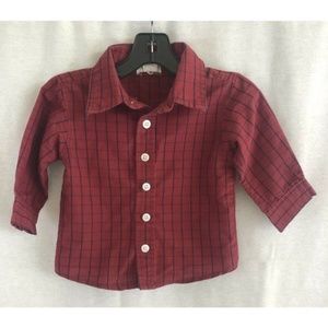 ☀️ 3 For $20 ☀️Tahari Boy Baby Boys Wine Plaid Shirt Button 12 M